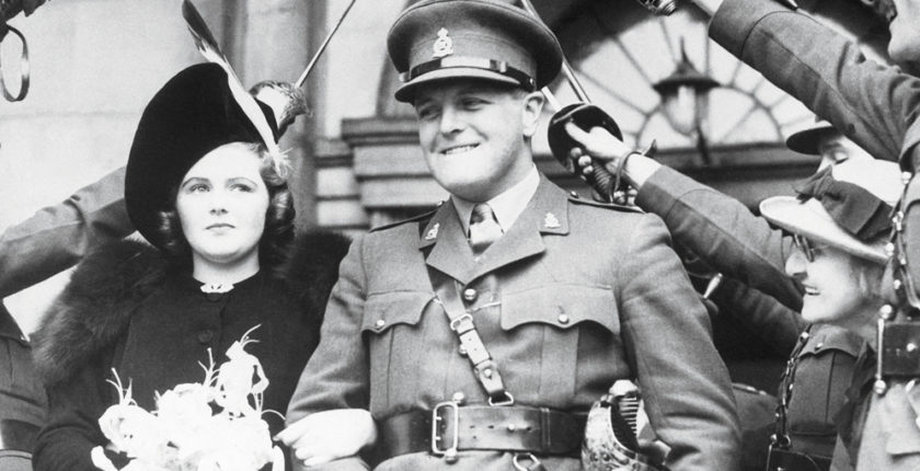 Pamela Digby and Randolph Churchill on their weeding day, St. John’s Church, London, 4 October 1939.