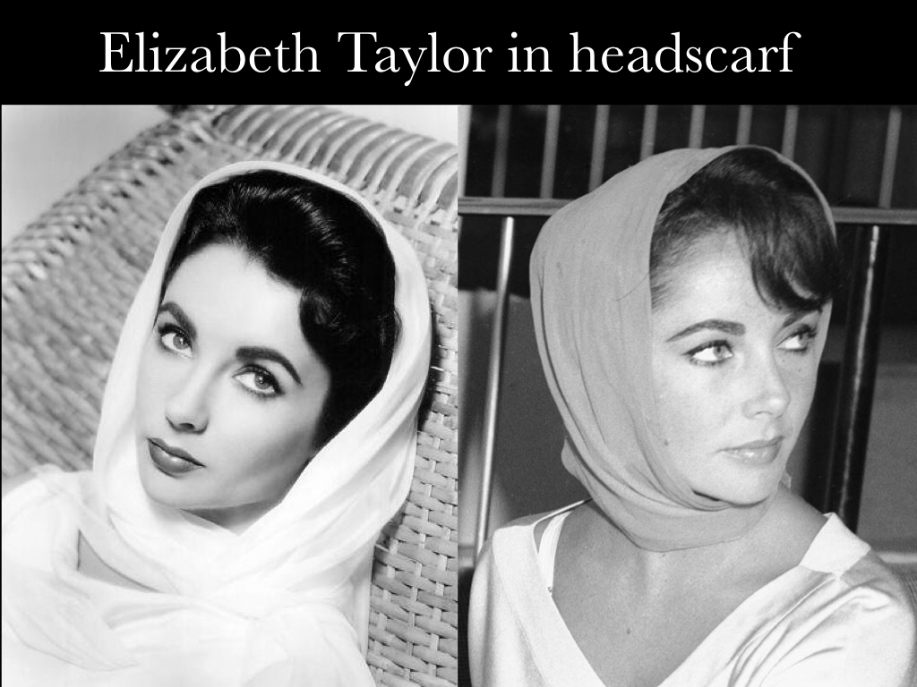 Elegant style icon wardrobe essentials: Elizabeth Taylor in headscarves