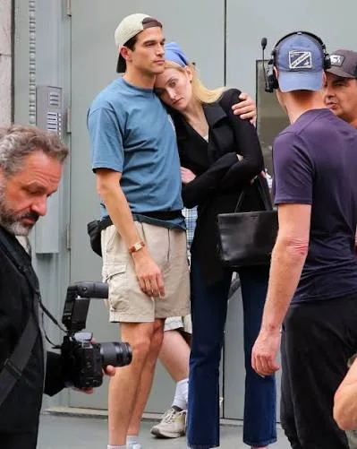 Sarah Pidgeon and Paul Anthony Kelly filming Love Story in Tribeca, New York, June 2025