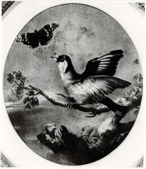 Goldfinch trying to catch a butterfly by Marie-Thérèse Reboul Vien, 1767, Musée Fabre