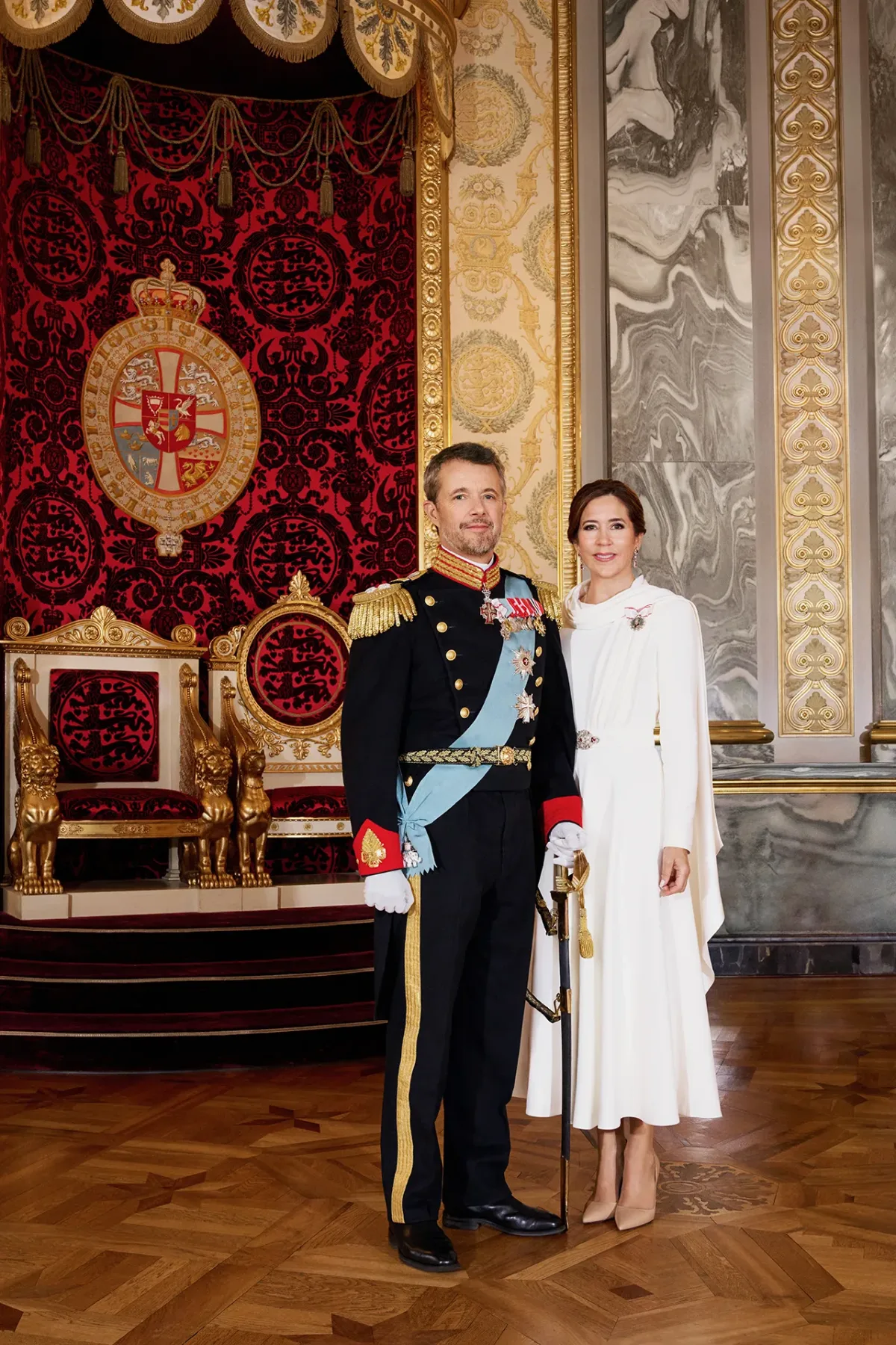 Queen of Mary and her husband King Frederik X on the coronation day, 14 January 2024