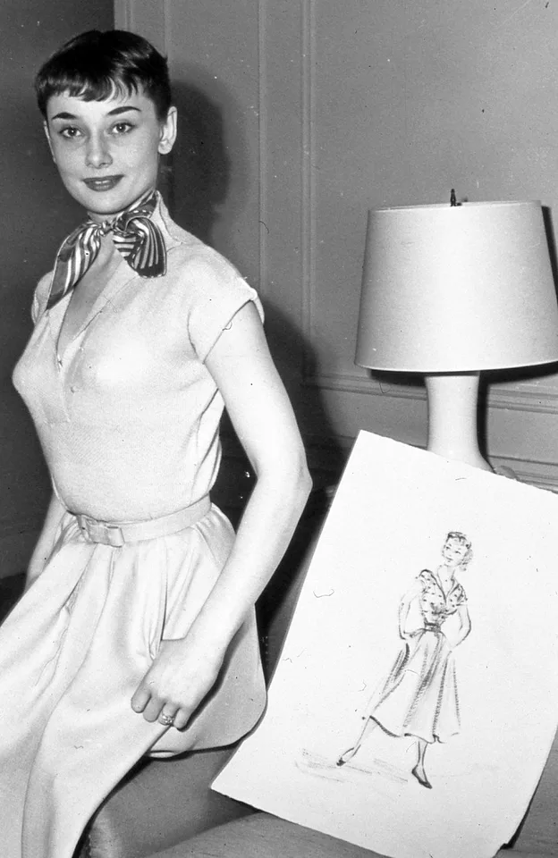 Audrey Hepburn in a slip-on jersey blouse, screen test for Roman Holiday, 1951