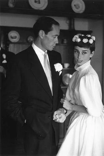 Audrey Hepburn and Mel Ferrer on their wedding day, Bürgenstock, 1954