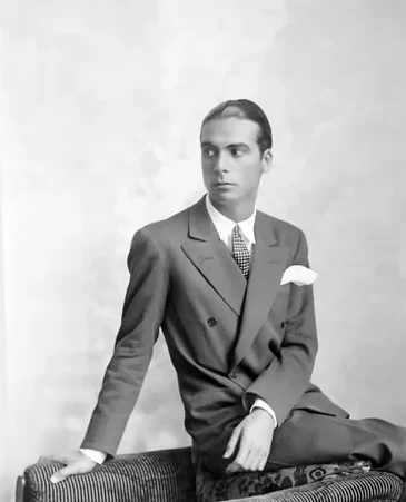 Portrait of the Spanish couturier Cristóbal Balenciaga in a suit