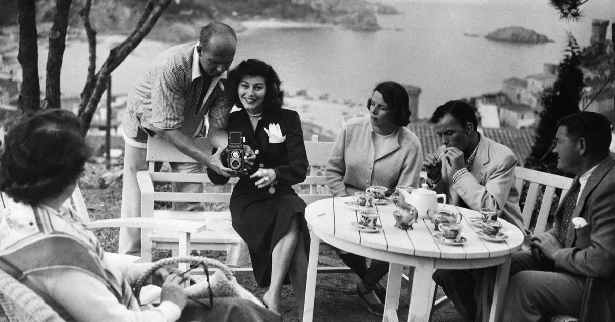 Ava Gardner at an outdoor café in Spain
