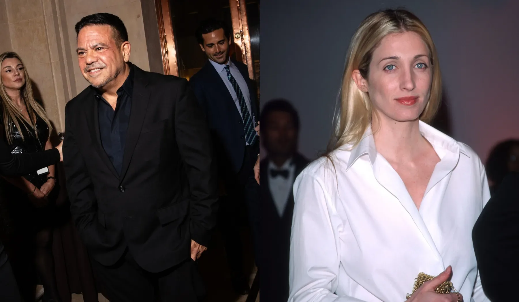 Carolyn Bessette and Narciso Rodriguez walking together on a street in New York