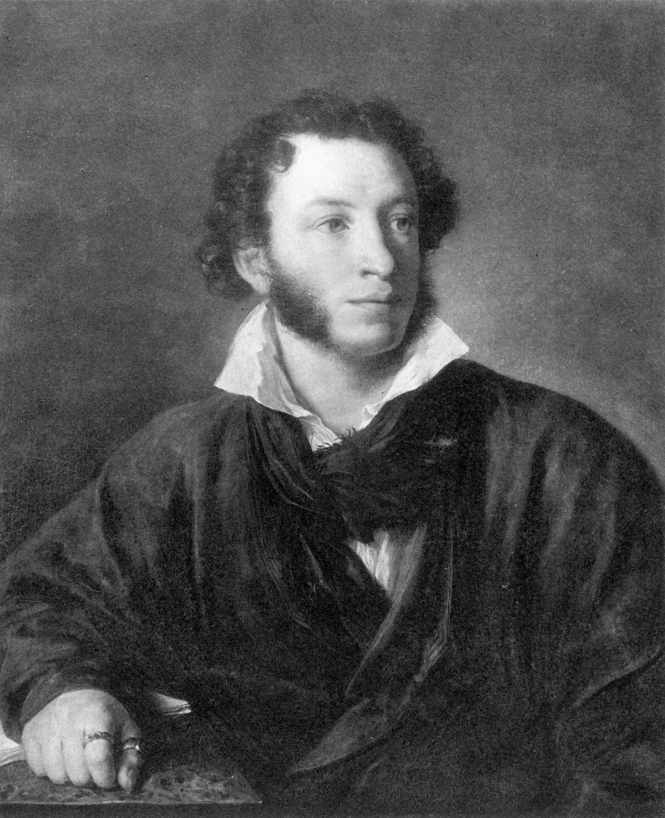 Alexander Pushkin(1799-1837), oil on canvas by Vasily Tropinin, 1827; in the National Pushkin Museum, St. Petersburg