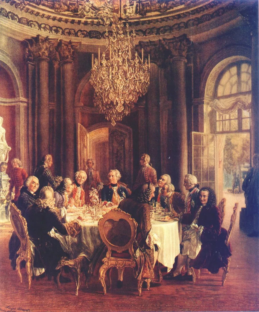 Tafelrunde im Jahr 1850 / The round table, 1850 by Adolph von Menzel