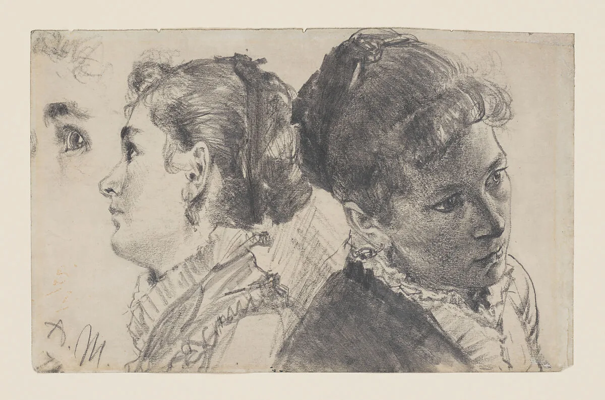 Studies of a young woman by Adolph von Menzel