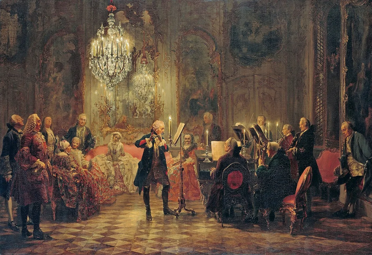 Frederick the Great Playing the Flute at Sanssouci. 1852 by Adolph von Menz