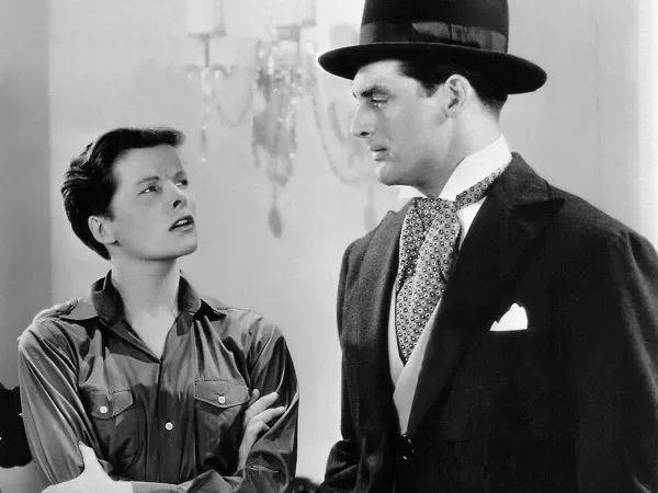 Cary Grant with Katharine Hepburn in film Sylvia Scarlett (1935)