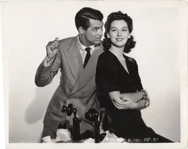 Cary Grant with Rosalind Russell in film His Girl Friday (1940)