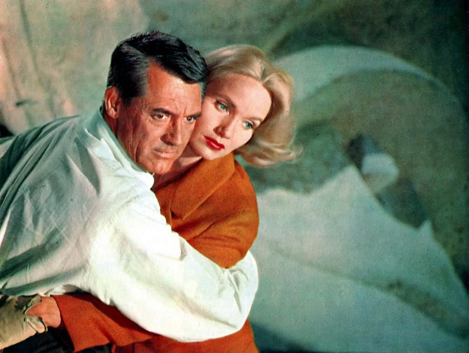 Eva Marie Saint and Cary Grant on the train in North by Northwest (1959), directed by Alfred Hitchcock