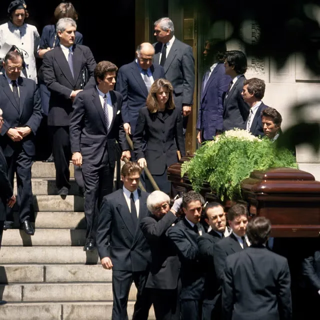 Jacqueline Kennedy's son John F. Kennedy, Jr. and daughter Caroline Kennedy on the day of her funeral.