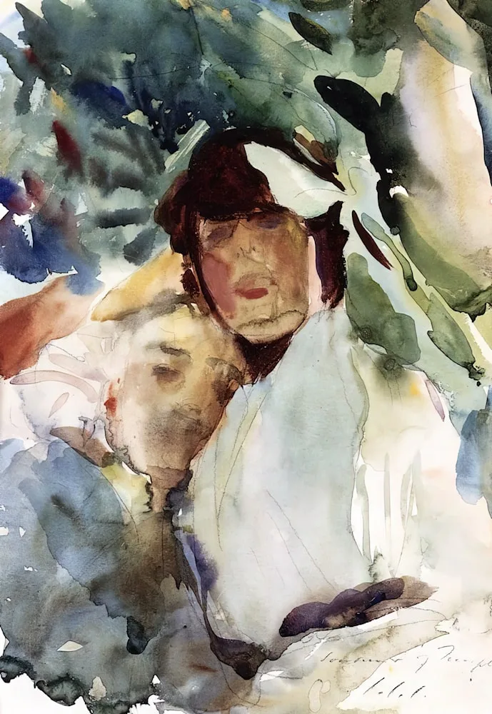 John Singer Sargent, Ena Wertheimer with Antonio Mancini  1904  34.9 x 24.8 cms | 13 1/2 x 9 3/4 ins Watercolor, gouache and pencil