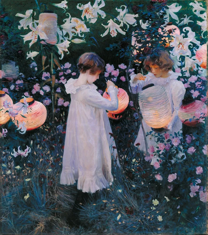 John Singer Sargent, Carnation, Lily, Lily, Rose  c. 1885-1886  174 x 153.7 cms | 68 1/2 x 60 1/2 ins Oil on canvas  Tate Gallery  London| United Kingdom