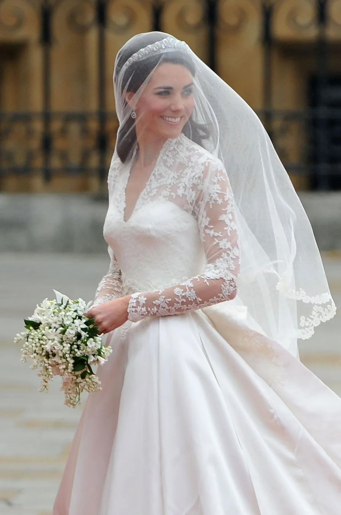 The wedding dress of Catherine, Princess of Wales was designed by Sarah Burton