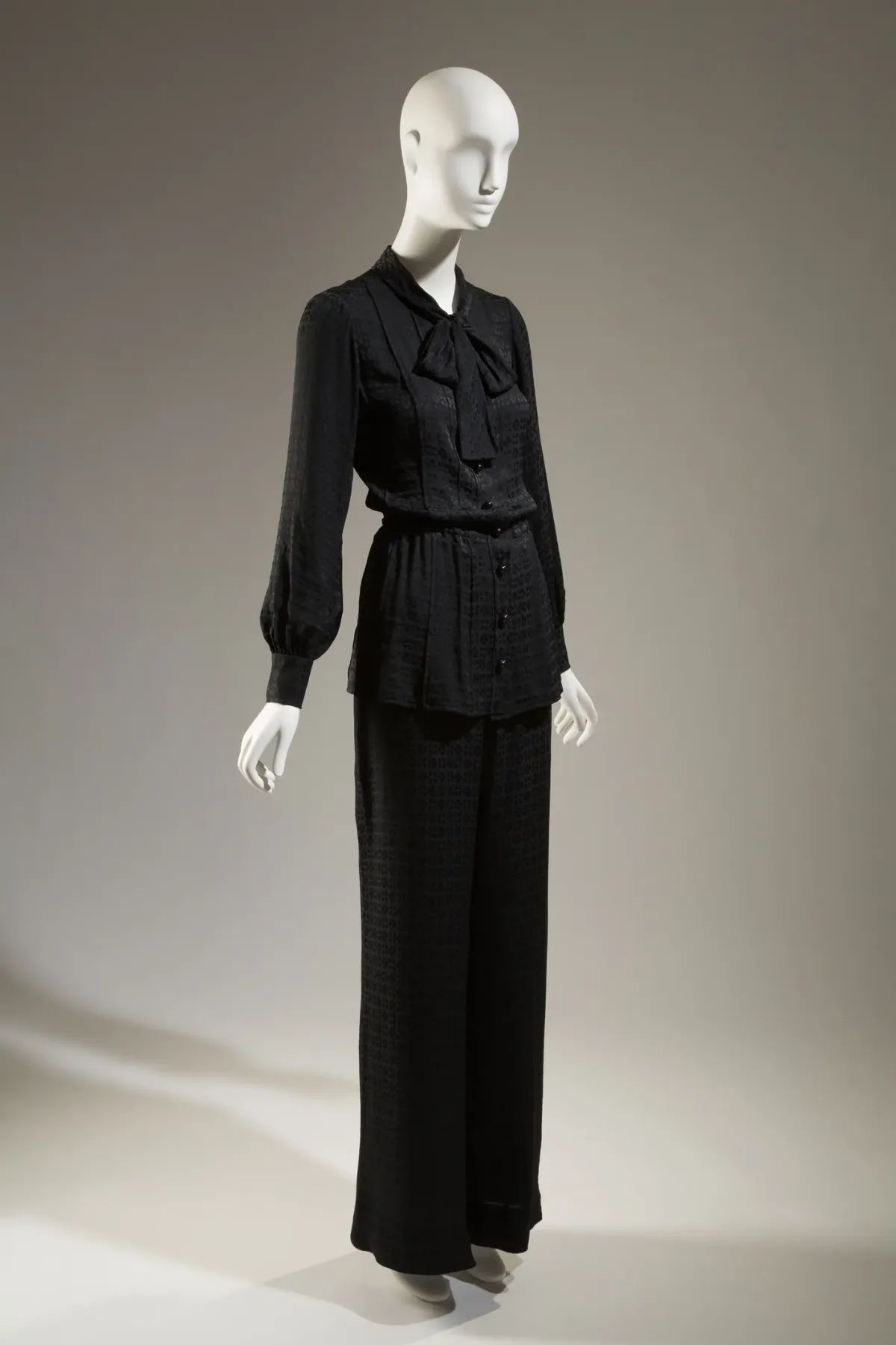 Lauren Bacall's silk damask pantsuit, designed by Emanuel Ungaro, circa 1973