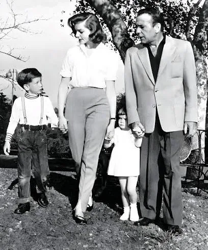 Lauren Bacall and Humphrey Bogart with their children, mid-1950s.