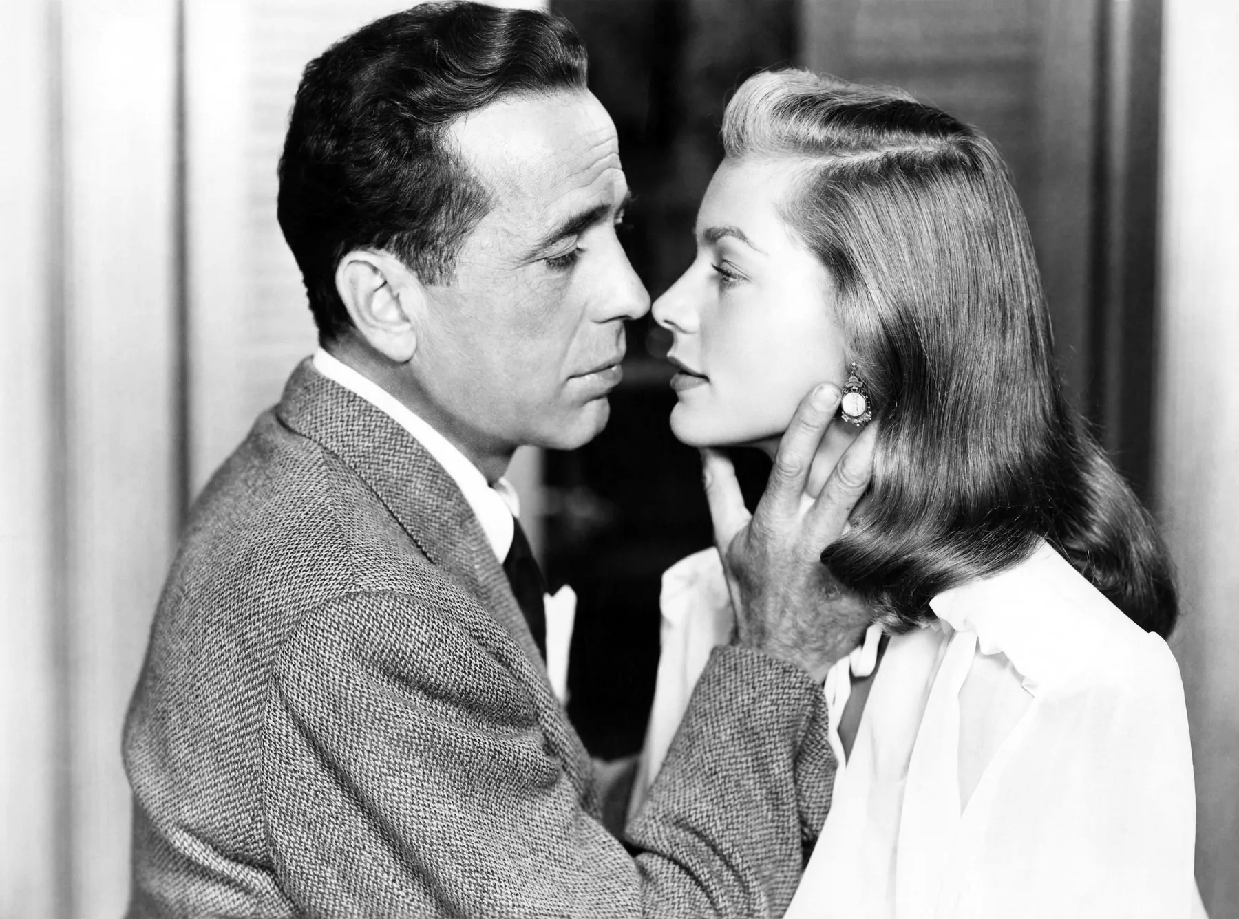 Lauren Bacall and Humphrey Bogart, the couple known as Bogie and Bacall, in To Have and Have Not (1944)