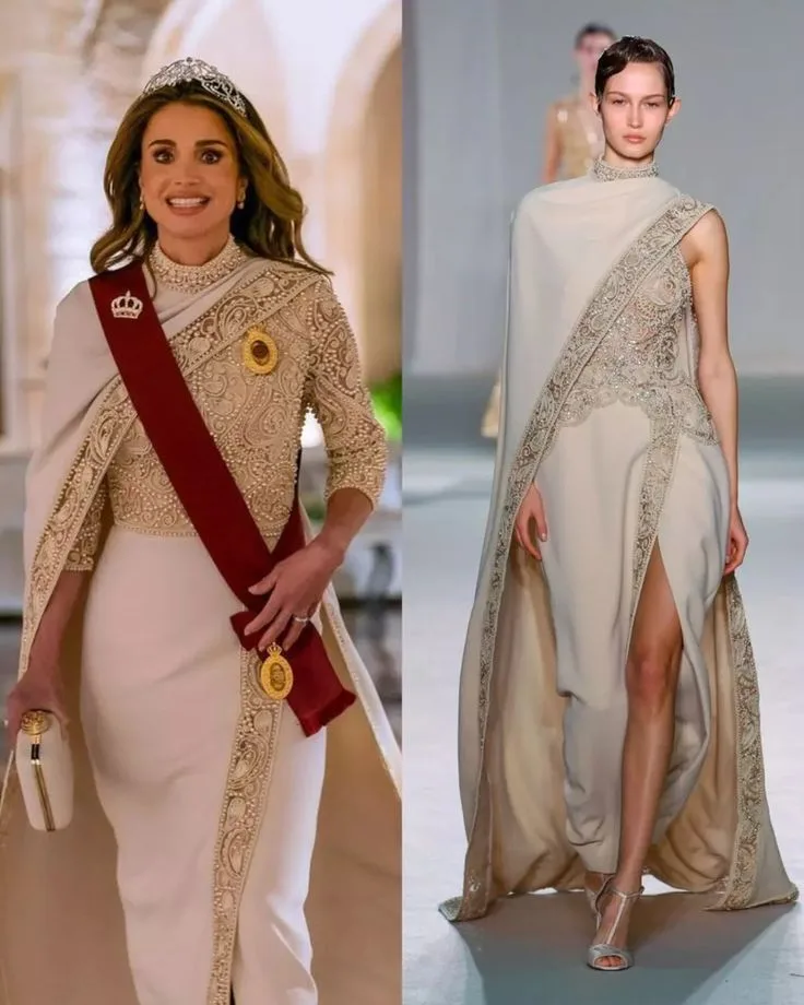 Rania, Queen of Jordan in Elie Saab gown