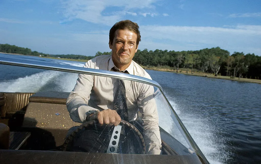Roger Moore in film Live and Let Die(1973)