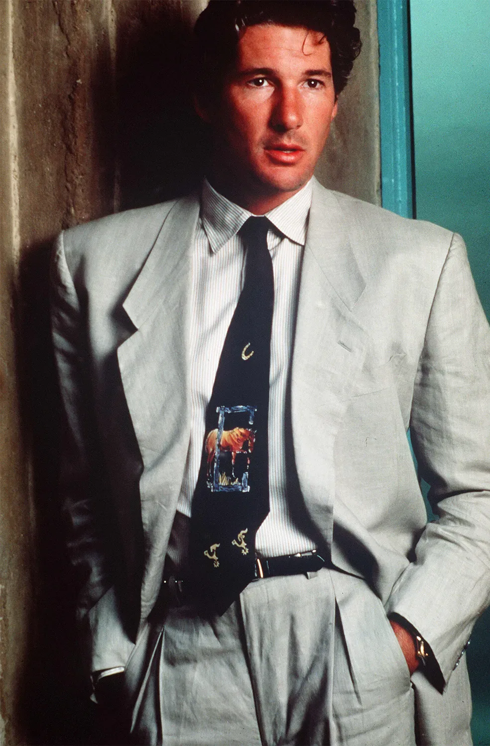 Richard Gere in film American Gigolo(1980), his suit designed by Giorgio Armani