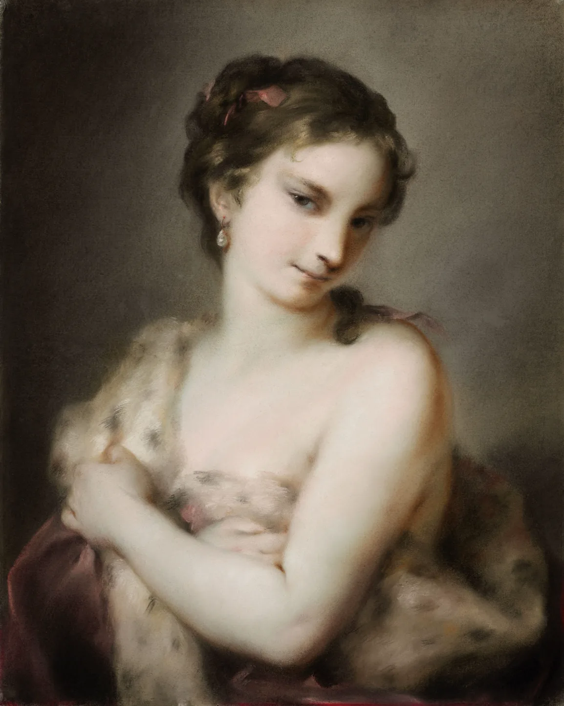 A Personification of Winter by Rosalba Giovanna Carriera,  c.1726, pastel on blue paper, 61.6 x 49.5 cm, Royal Collection Trust, UK.