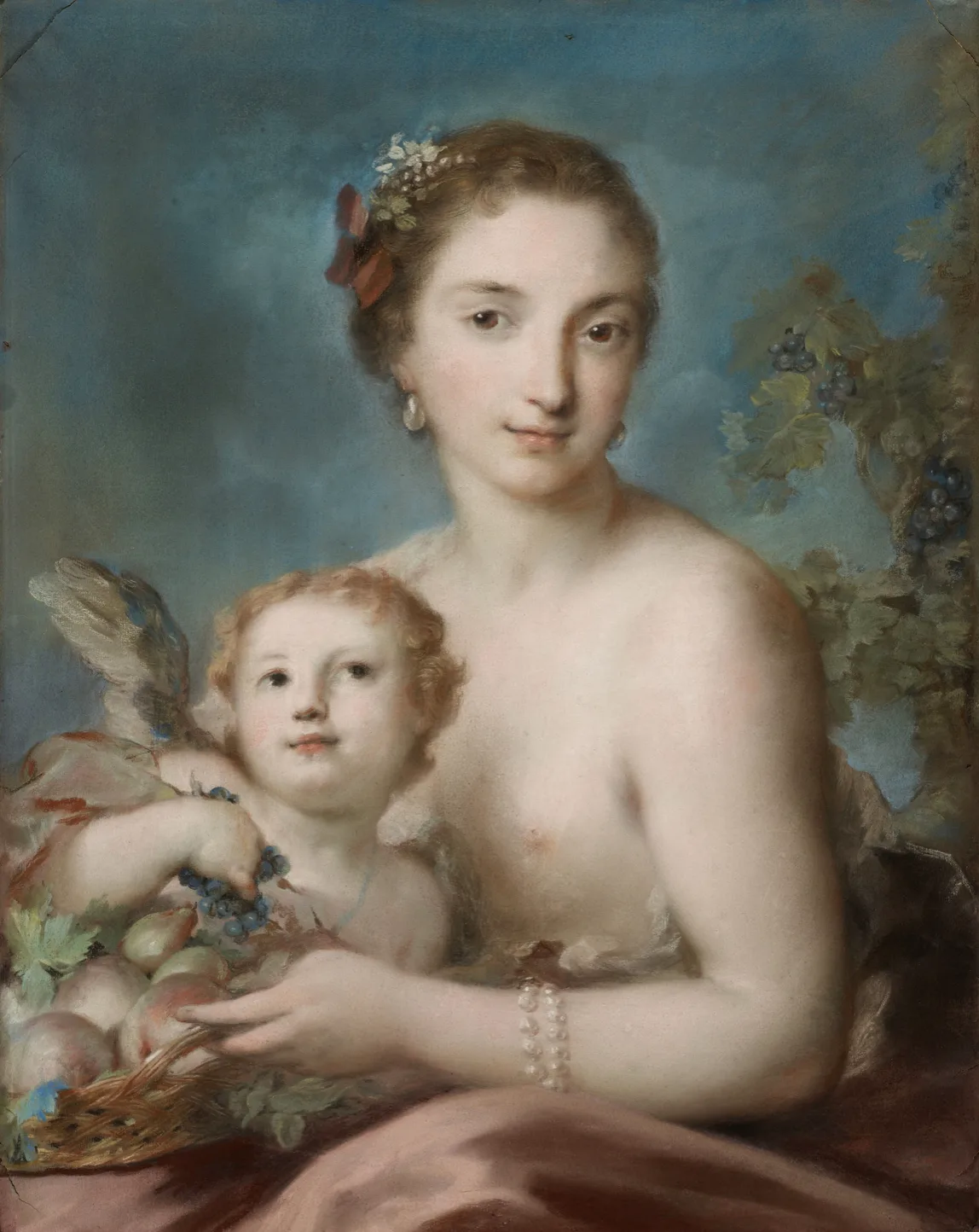 A Personification of Autumn by Rosalba Giovanna Carriera, c.1730, pastel on blue paper, 66 x 49.2 cm, Royal Collection Trust, UK.