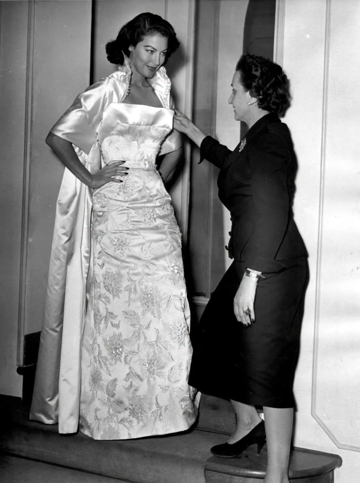 Ava Gardner with Micol Fontana, Rome, 1954