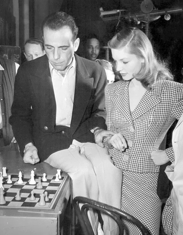 Humphrey Bogart and Lauren Bacall on the set of To Have and Have Not, 1944
